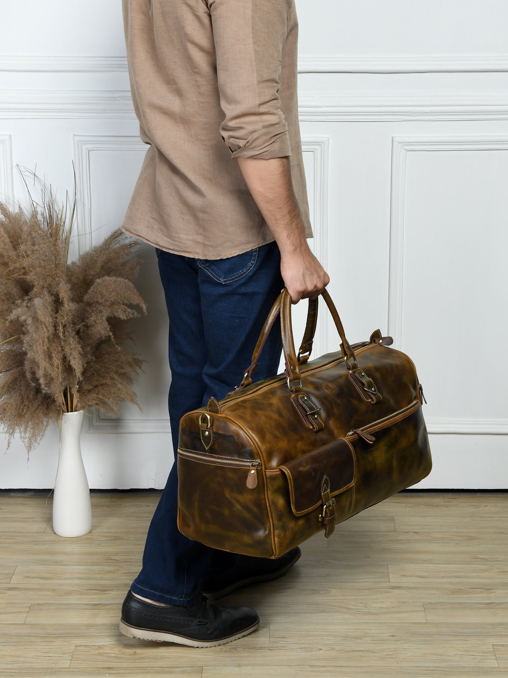 The Odyssey Leather Travel Duffel - Brown Colour